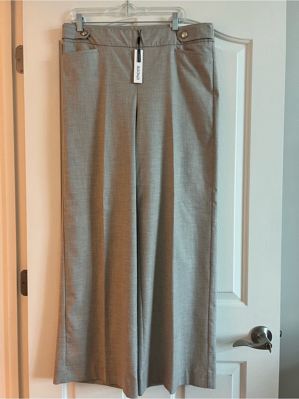 Chico's Light Gray Wide-Leg Trousers